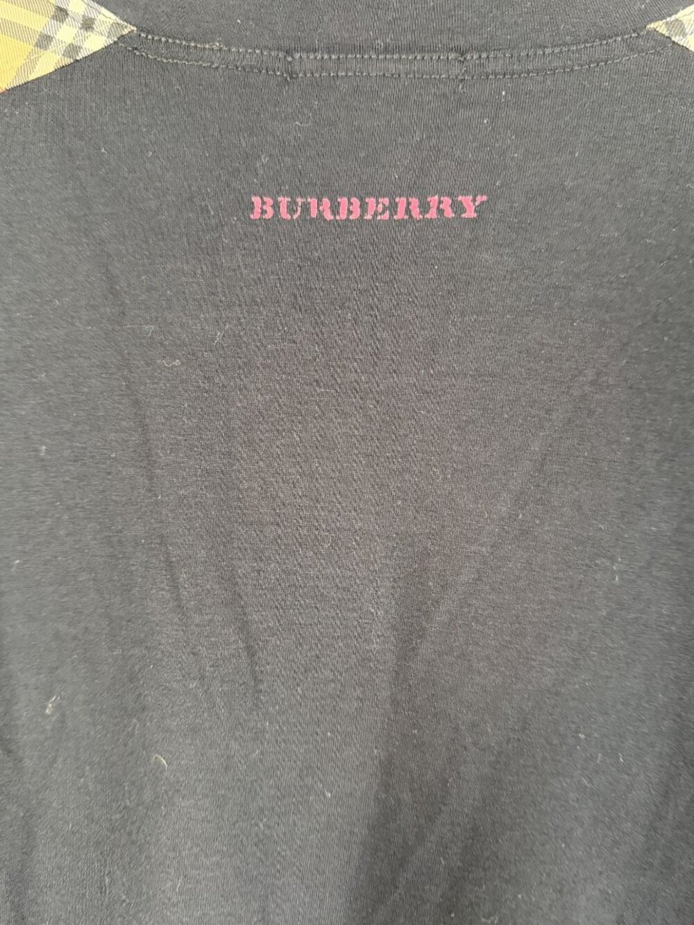 Burberry London Men’s Black Long Sleeve T-Shirt Nova Check Shoulder Patch XL - Picture 3 of 9